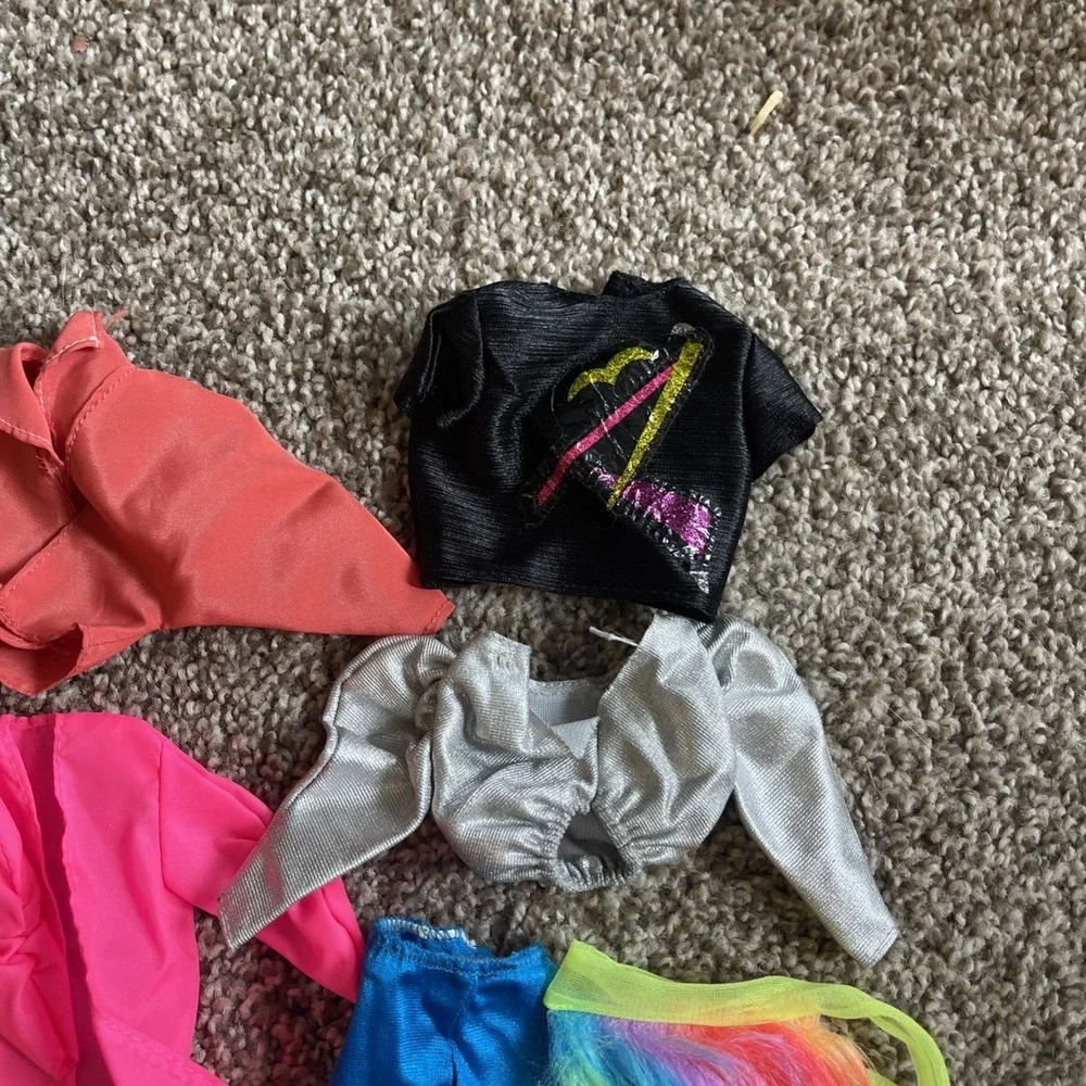 Vtg Rockers Barbie Clothes Lot 80s Neon Accessories Lot Short Tights‎ Fur Skirts